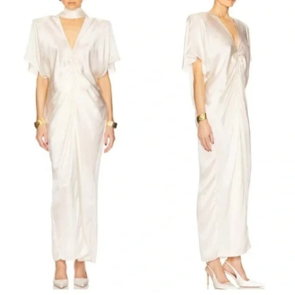 Helsa The Demeter Dress in Silk Lyocell in Cream Large No-Scarf NWT Womens